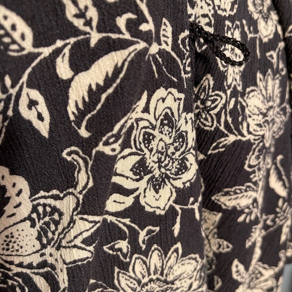 Faherty Chocolate Brown Floral Dress Orinda Crepe Ruffle Boho XL - No Tie - Picture 7 of 12